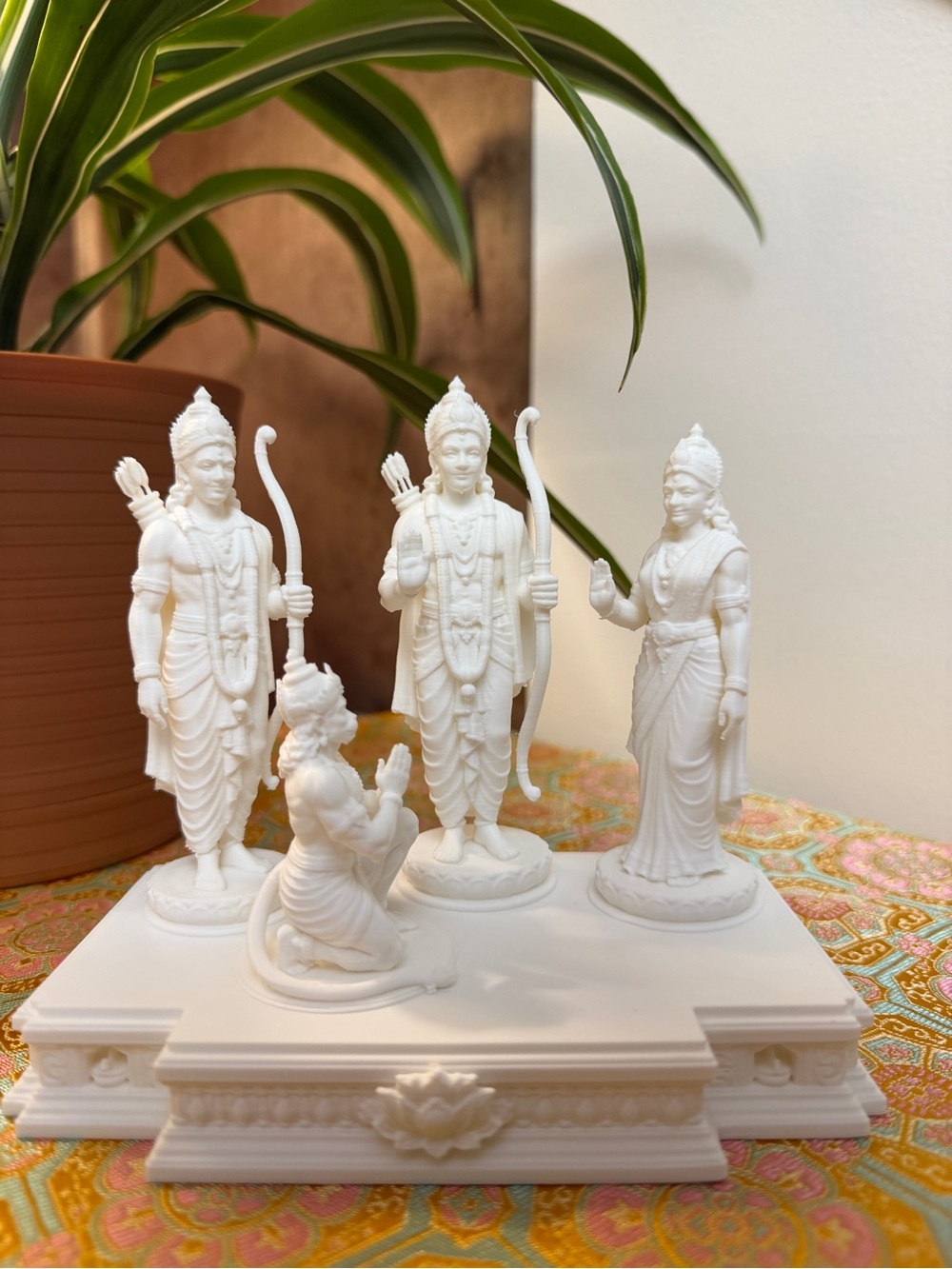 White Deity Statue Set (Rama, Sita, Lakshmana, Hanuman)